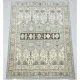Hand-Knotted Wool Area Rug for Living Room, Decorative Oushak Blue and Ivory Floral Design Carpet