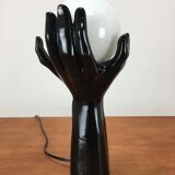 Black hand lamp 70s and opaline globe