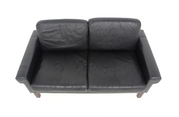 Canapé en cuir scandinave 2 places, Suède, 1950