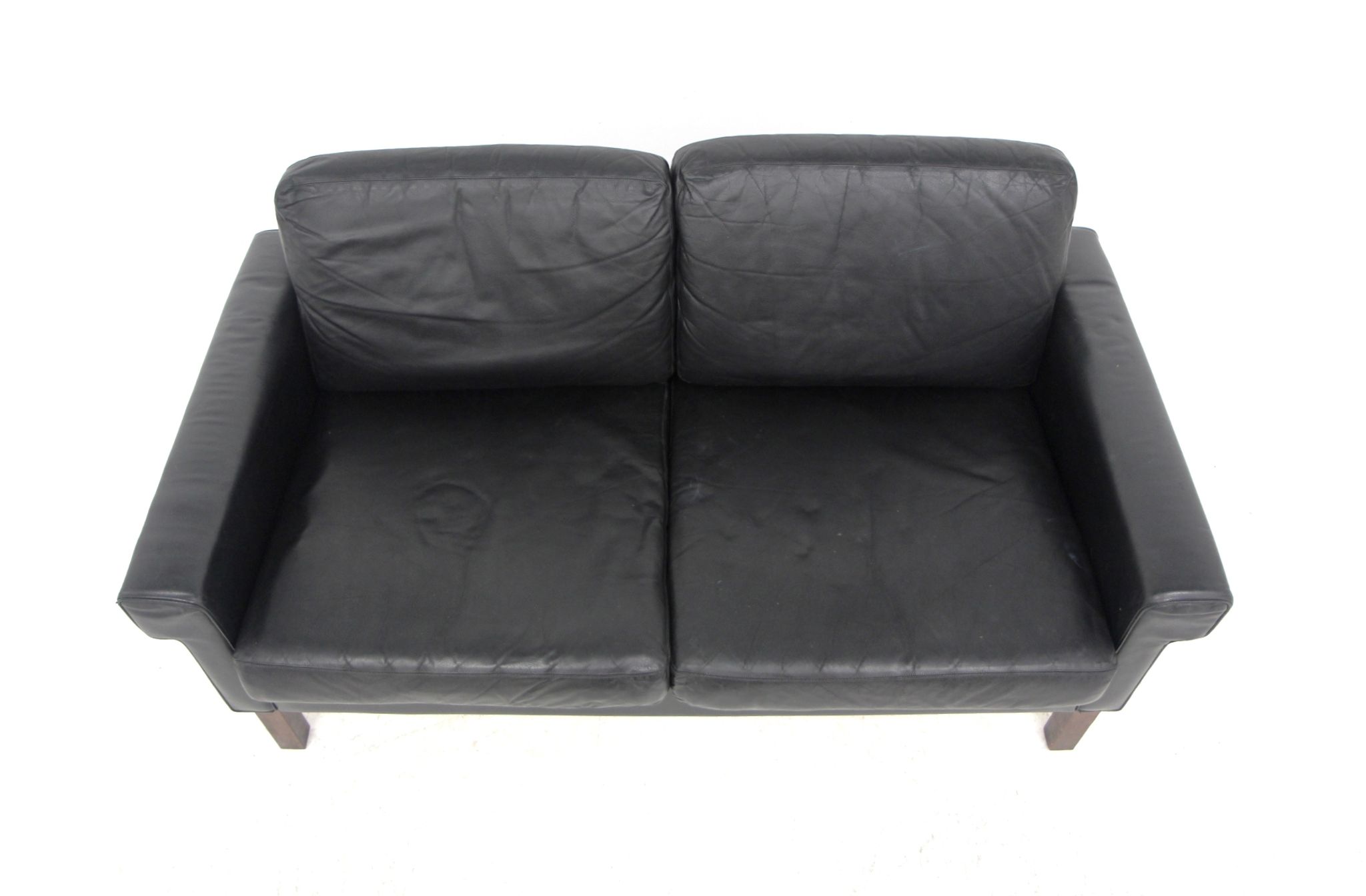 Scandinavian leather two-seater sofa, Sweden, 1950