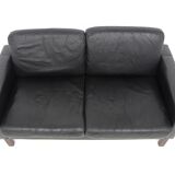 Scandinavian leather sofa 2 places, Sweden, 1950