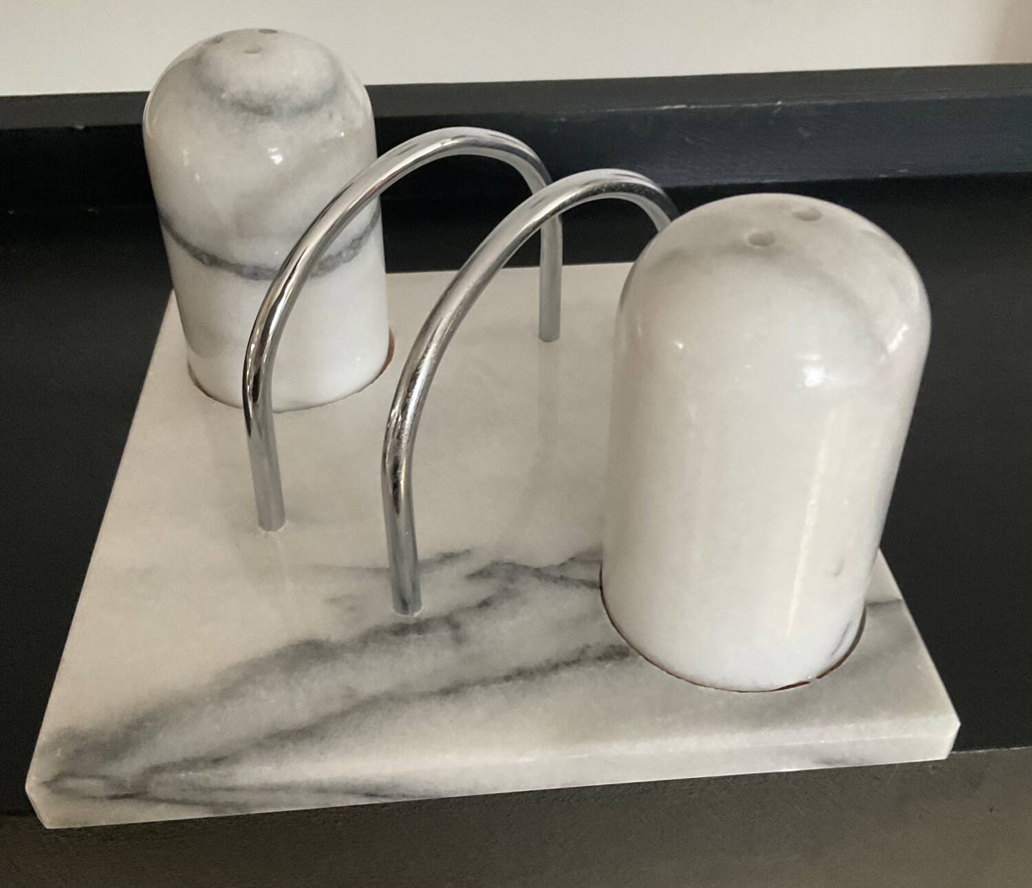 Vintage white marble table server