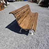 Antique garden bench made of cast iron and oak slats