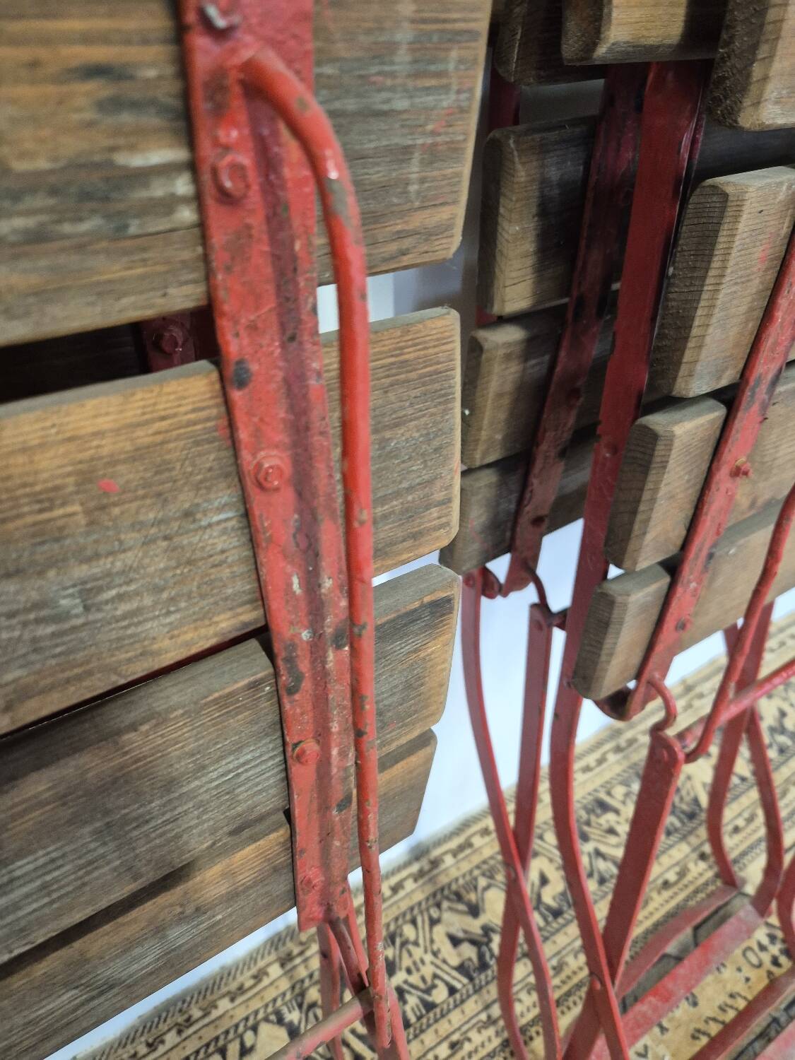 Set of 4 folding chairs for old bistro, guinguette, brasserie