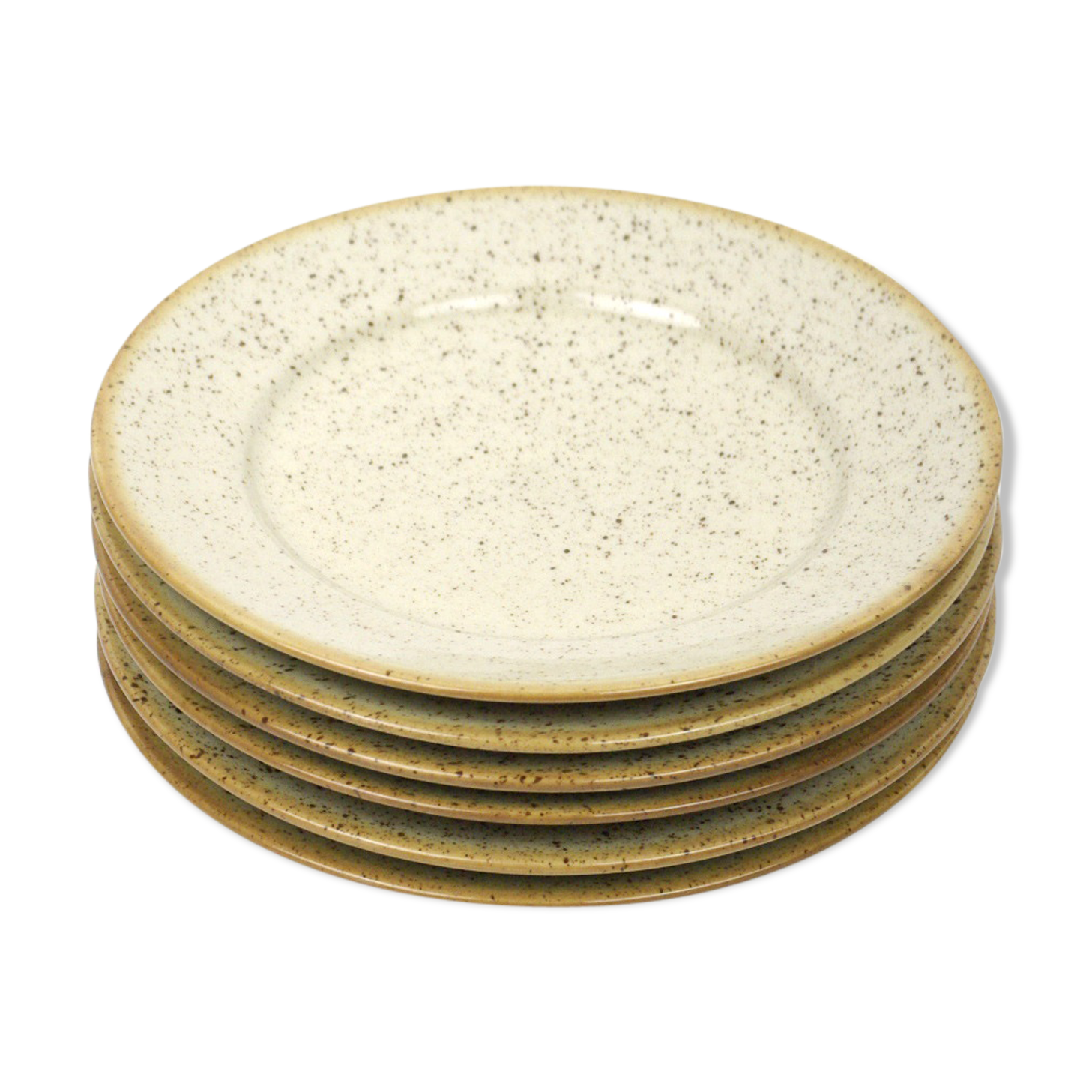 Lot of 6 round dessert plates in speckled sandstone
