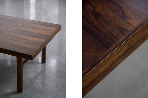 Table basse vintage en bois de rose de style colonial danois moderne du milieu du siècle, années 1960