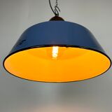 Industrial Blue Enamel and Cast Iron Pendant Light, 1960s