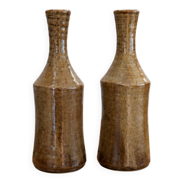 Duo of vases, stoneware soliflores • Vintage