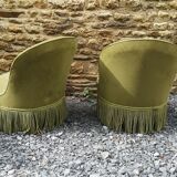 Pair of green toad armchairs