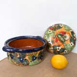 Old vegetable tureen in glazed terracotta