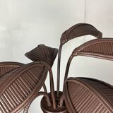 Pencil reed rattan bamboo palm tree coconut table lamp Maro Lopez style 70s