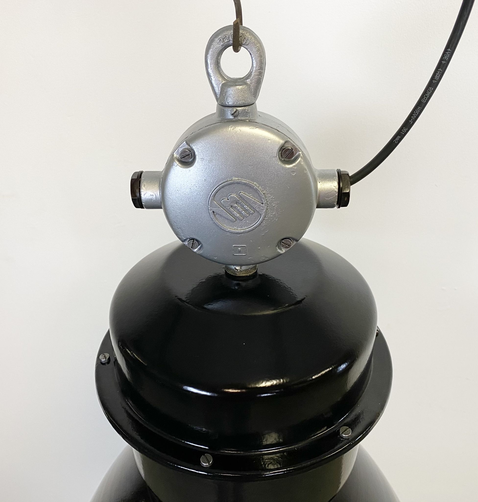 Black industrial factory lamp with clear glass cover from elektrosvit