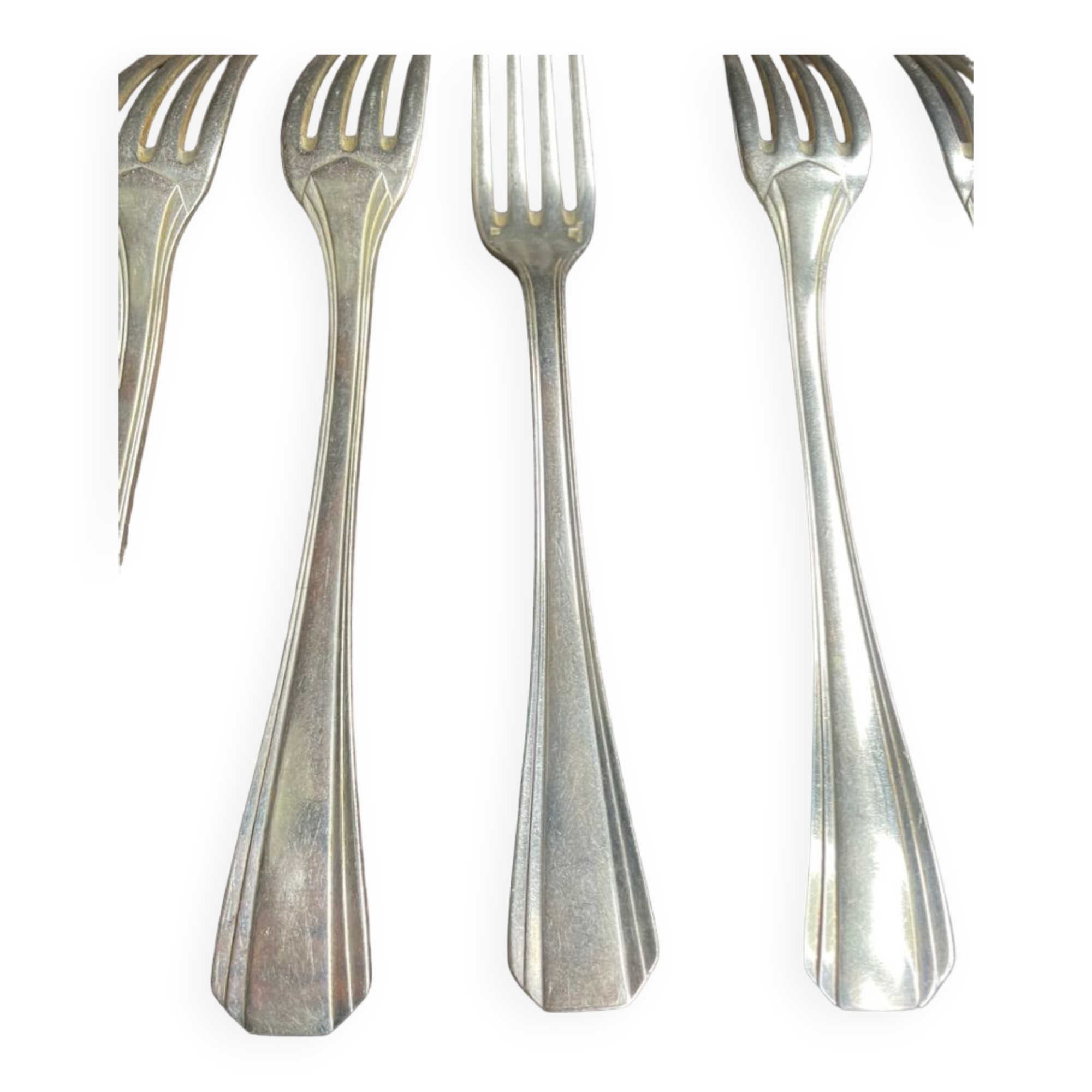12 Christofle table forks model Boreal – Silver metal – Art Deco