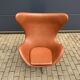 2 vintage Fritz Hansen Egg Chairs in cognac leather, in like-new condition.
