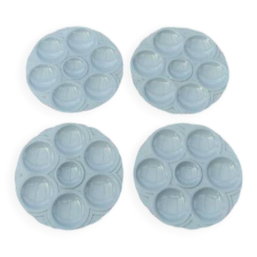Set of 4 Sarreguemines art deco seafood plates
