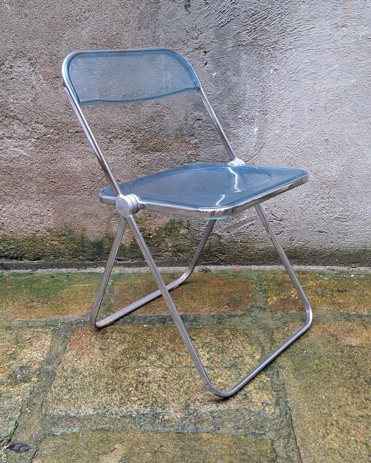 Plia chair in blue plexiglass by Giancarlo Piretti for Castelli