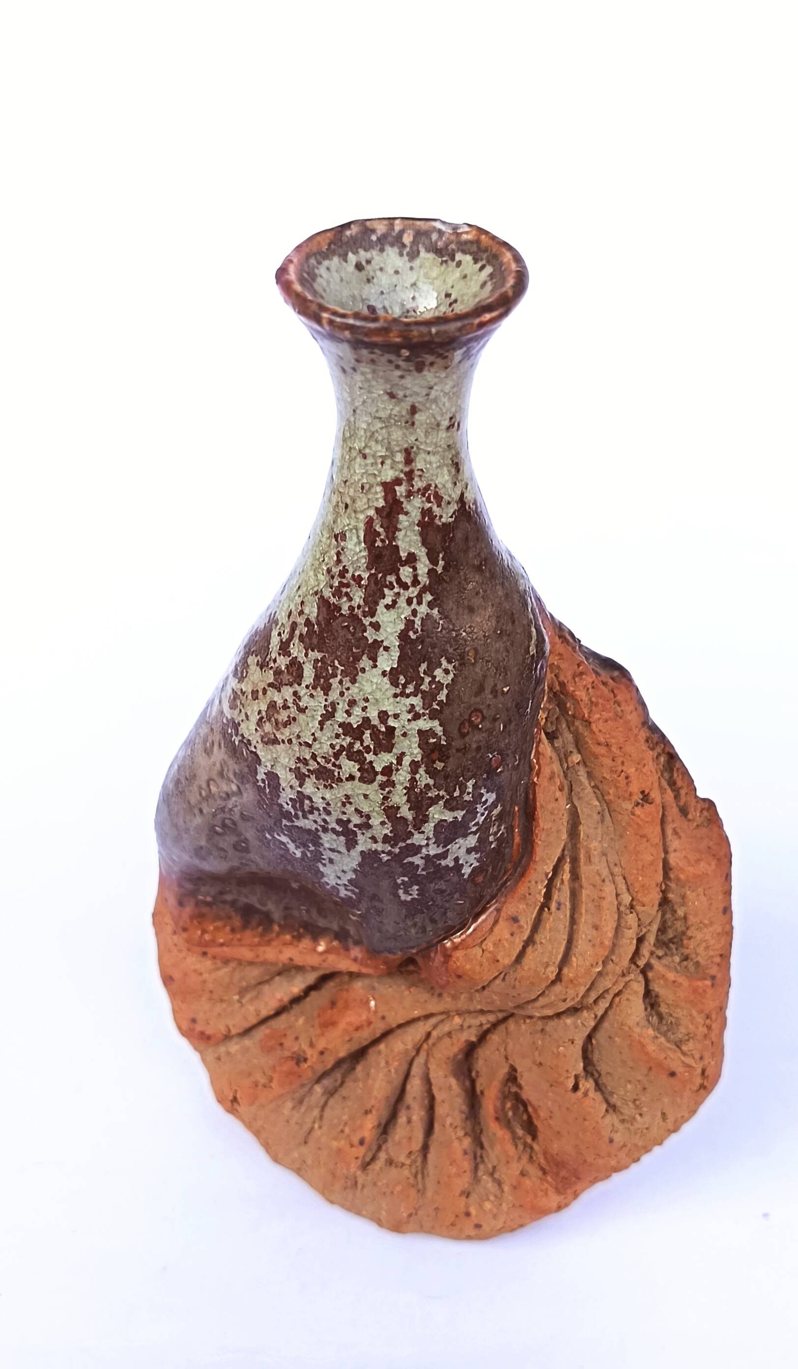 Organic stoneware vase-sculpture signed