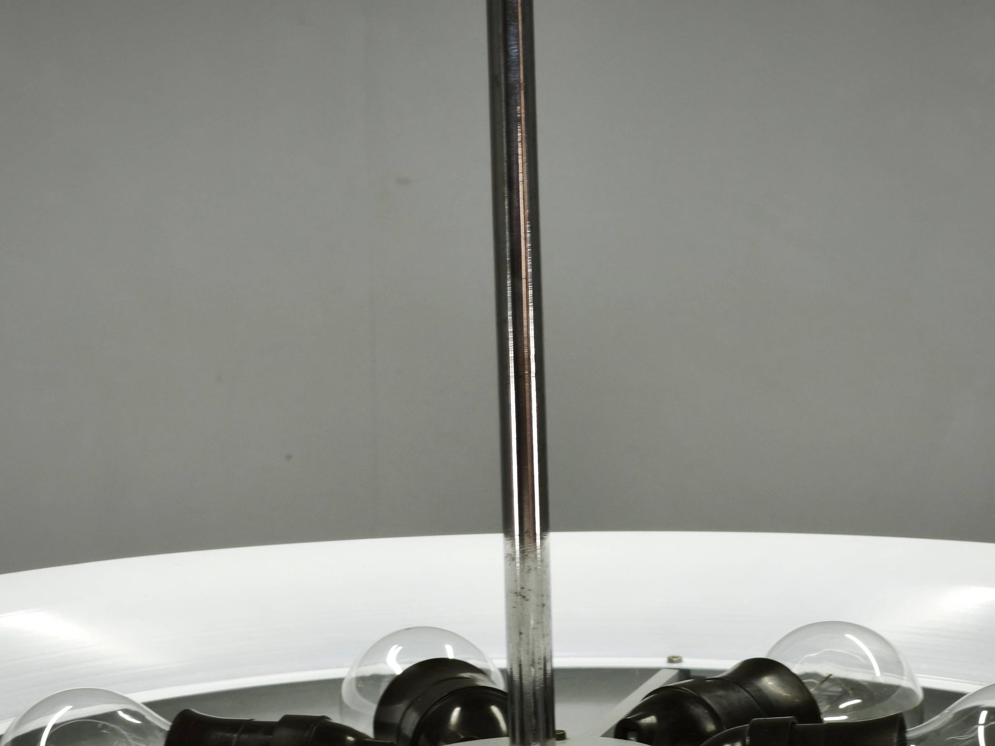 1930s Bauhaus UFO Chrome and Glass Pendant Light, Czechoslovakia