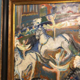 Painting Oil on Canvas Fauvism Circus Horse Dancer Circa 1960