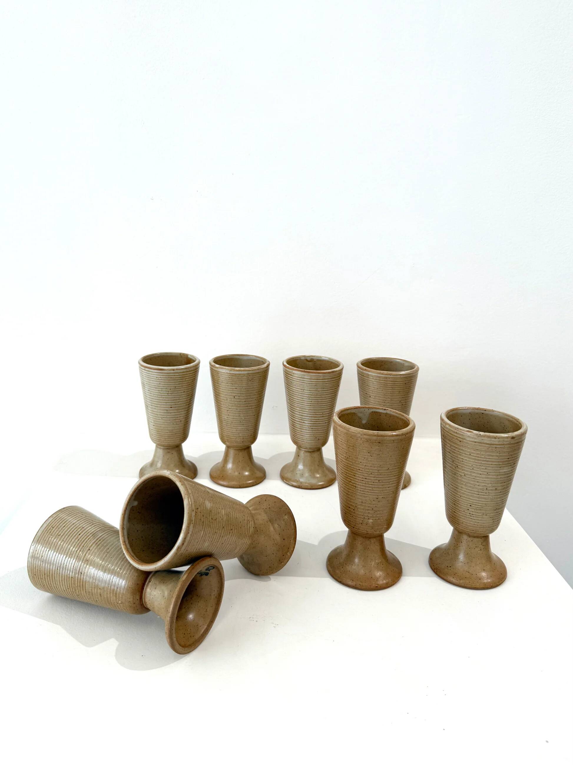 Set of eight mazagrans, stoneware, 1970s