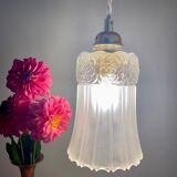 Vintage tulip suspension in frosted glass