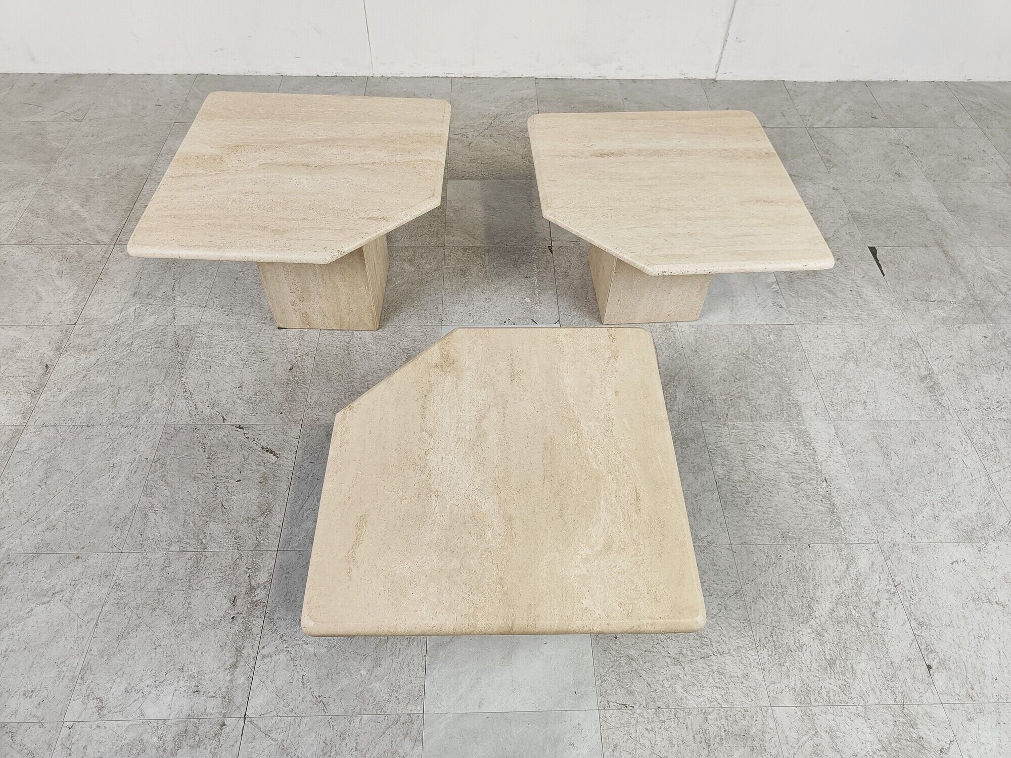 Vintage travertine nesting tables or side tables, 1970s