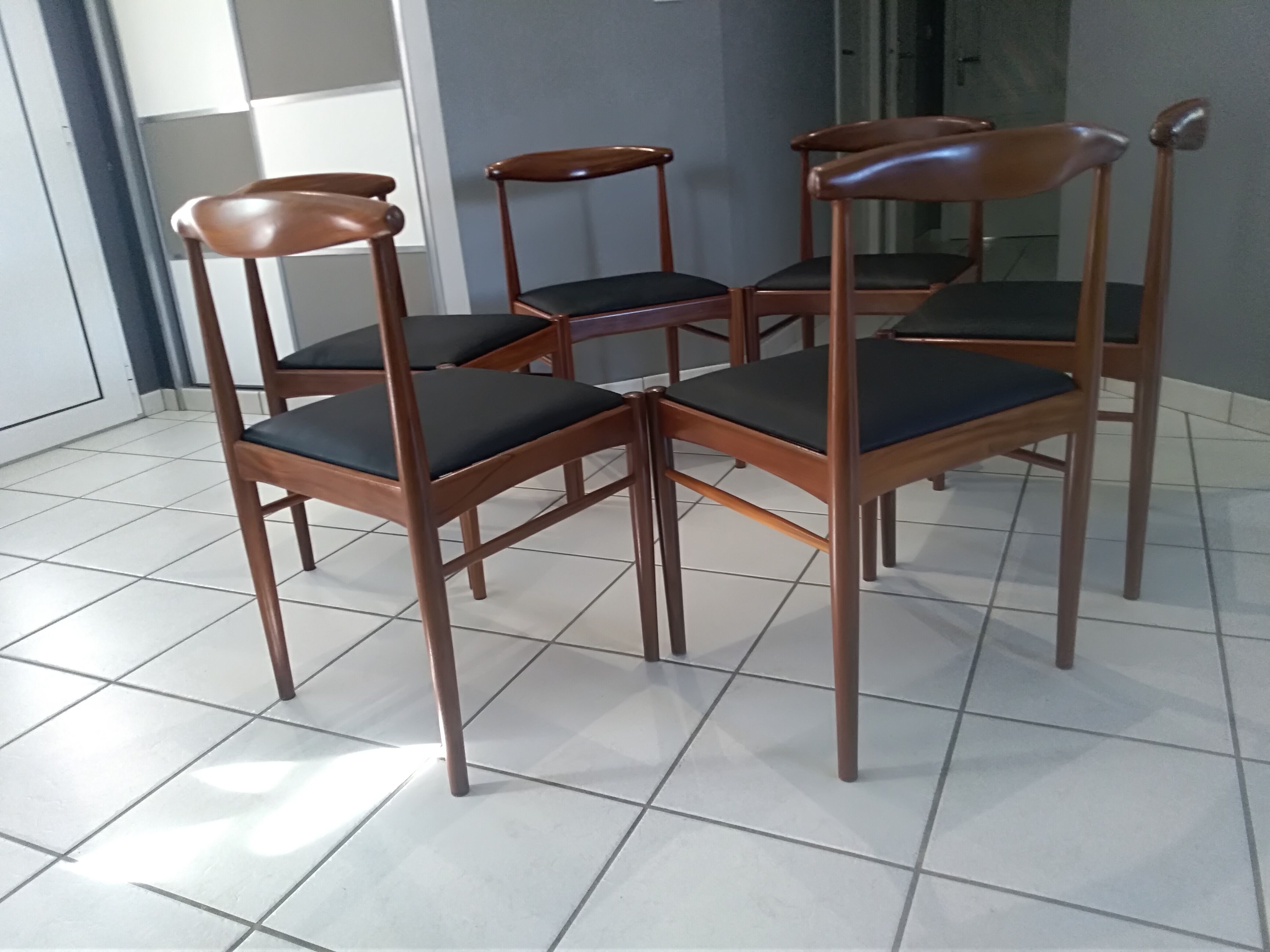 Suite of 6 chairs in Teck Denmark K.S vintage 1960
