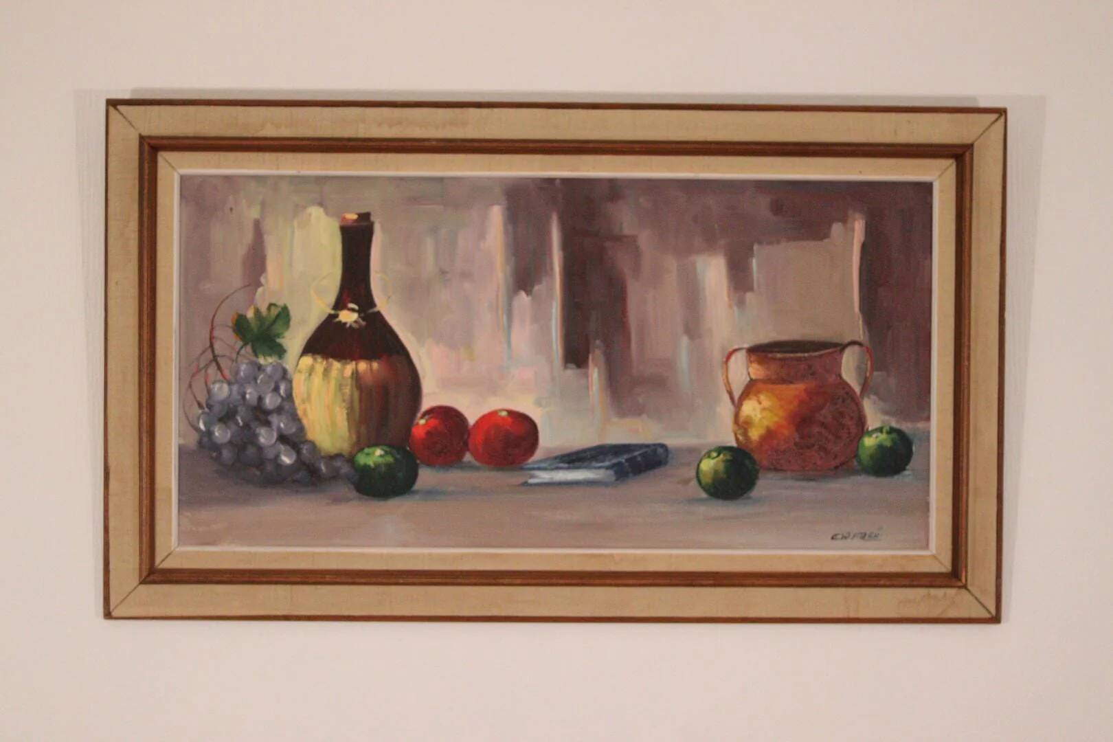 Nature morte au vin et aux fruits par E.W. Freu