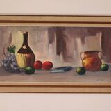 Nature morte au vin et aux fruits par E.W. Freu