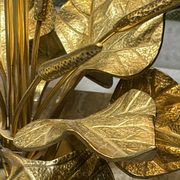 Bronze and travertine water lily lamp attributed to Maison Charles, circa 1970.