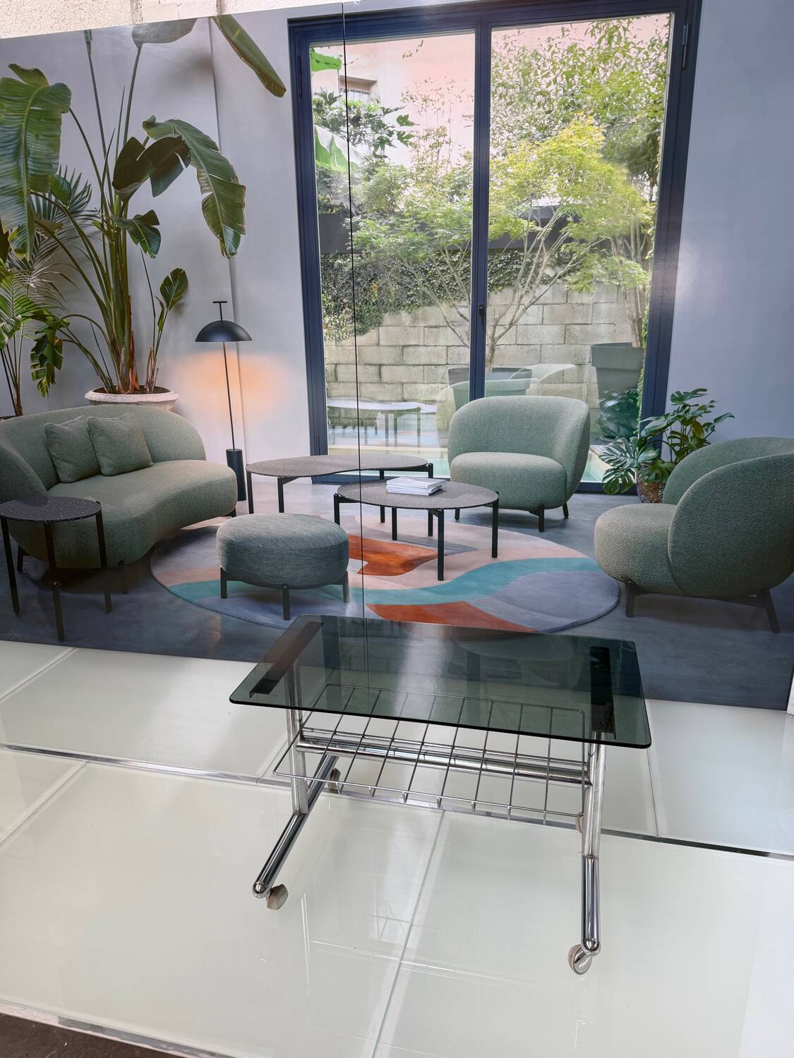 Metal and smoked glass hi-fi video furniture