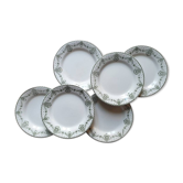 Assiettes plates anciennes terre de fer verte modèle "Bruxelles" de la manufacture française Creil et Montereau