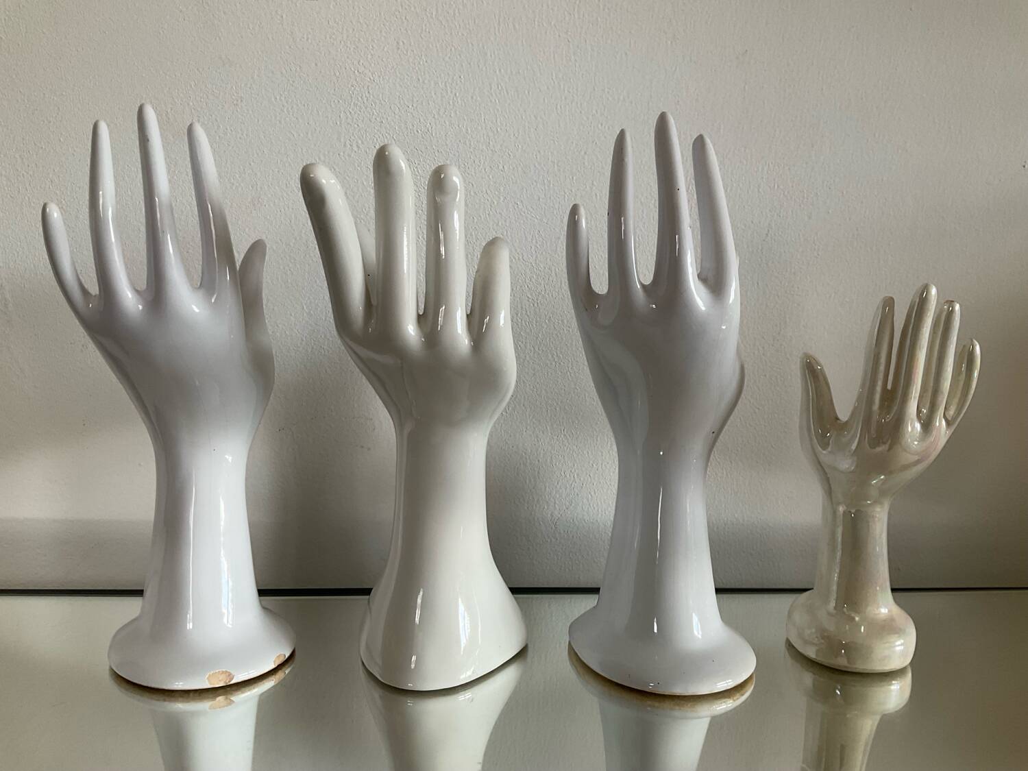 Set of 4 vintage ceramic soliflore hands