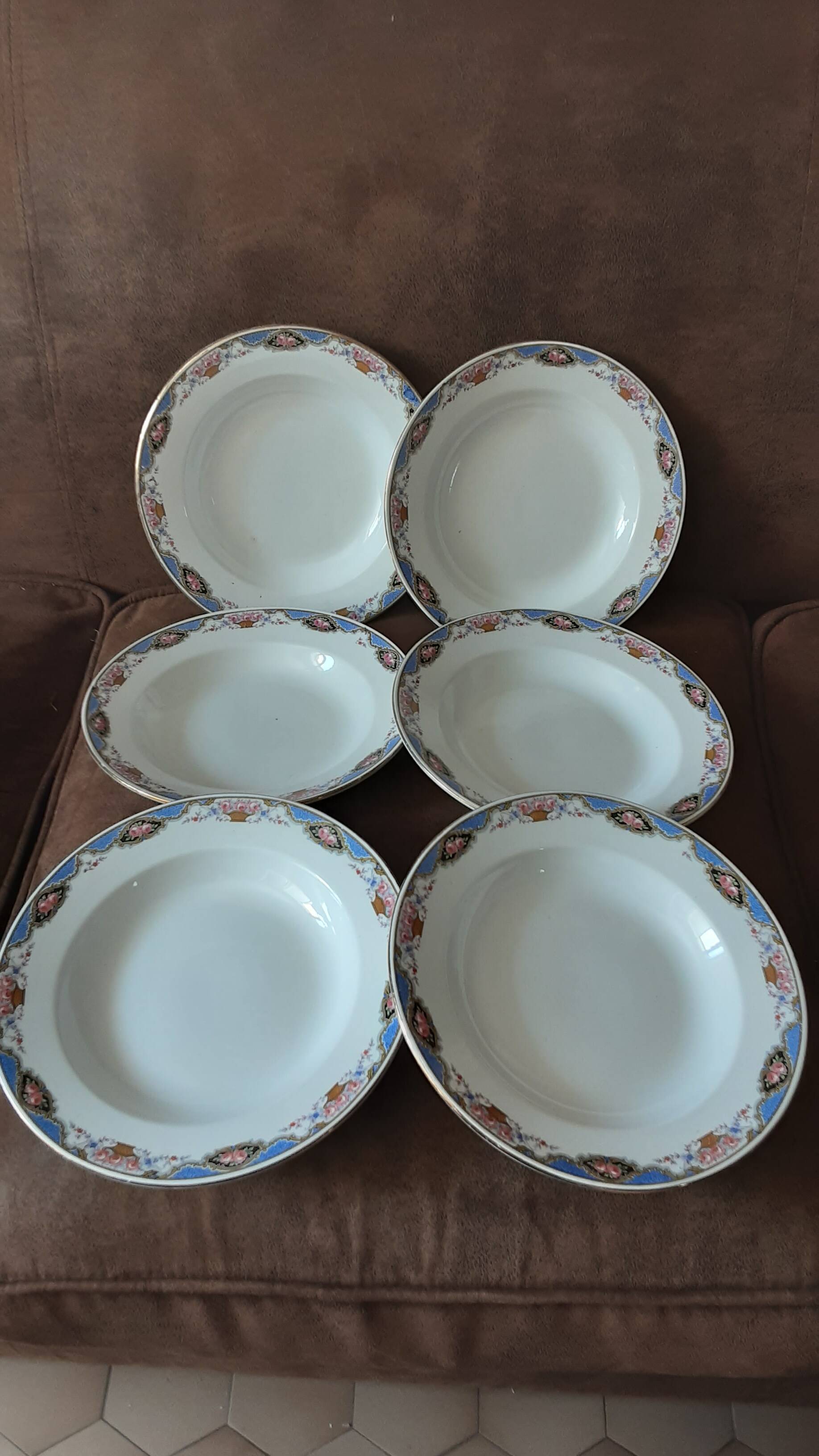 Lot  de 6 assiettes  creuses  Digoin sarreguemines