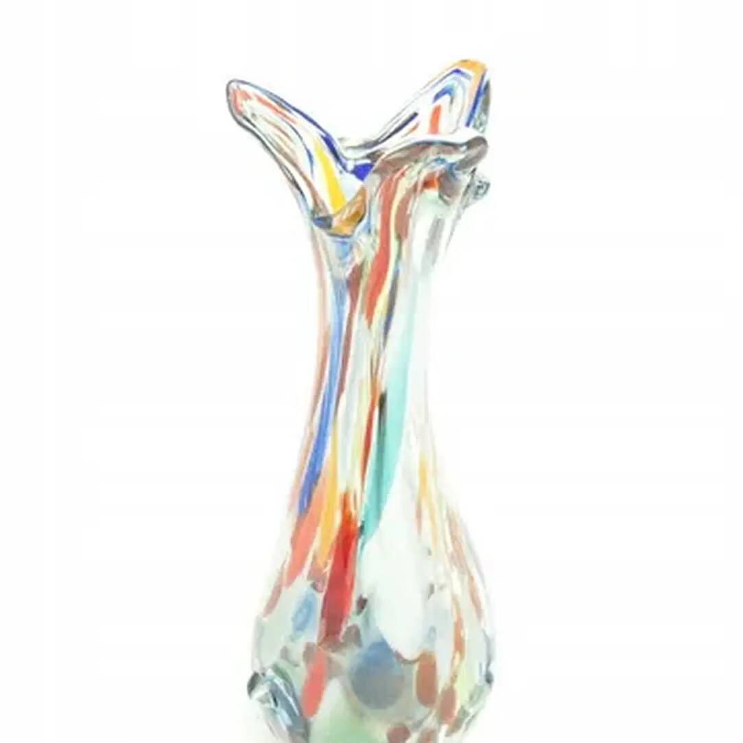 Sekacz vase, mid-century modern, multicolour glass, Huta Krosno, Poland, 1970s