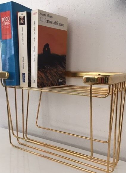 Art deco golden brass shelf 1950