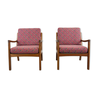 Pair of scandinavian senator easy chairs by Ole Wanscher in teak Denmark