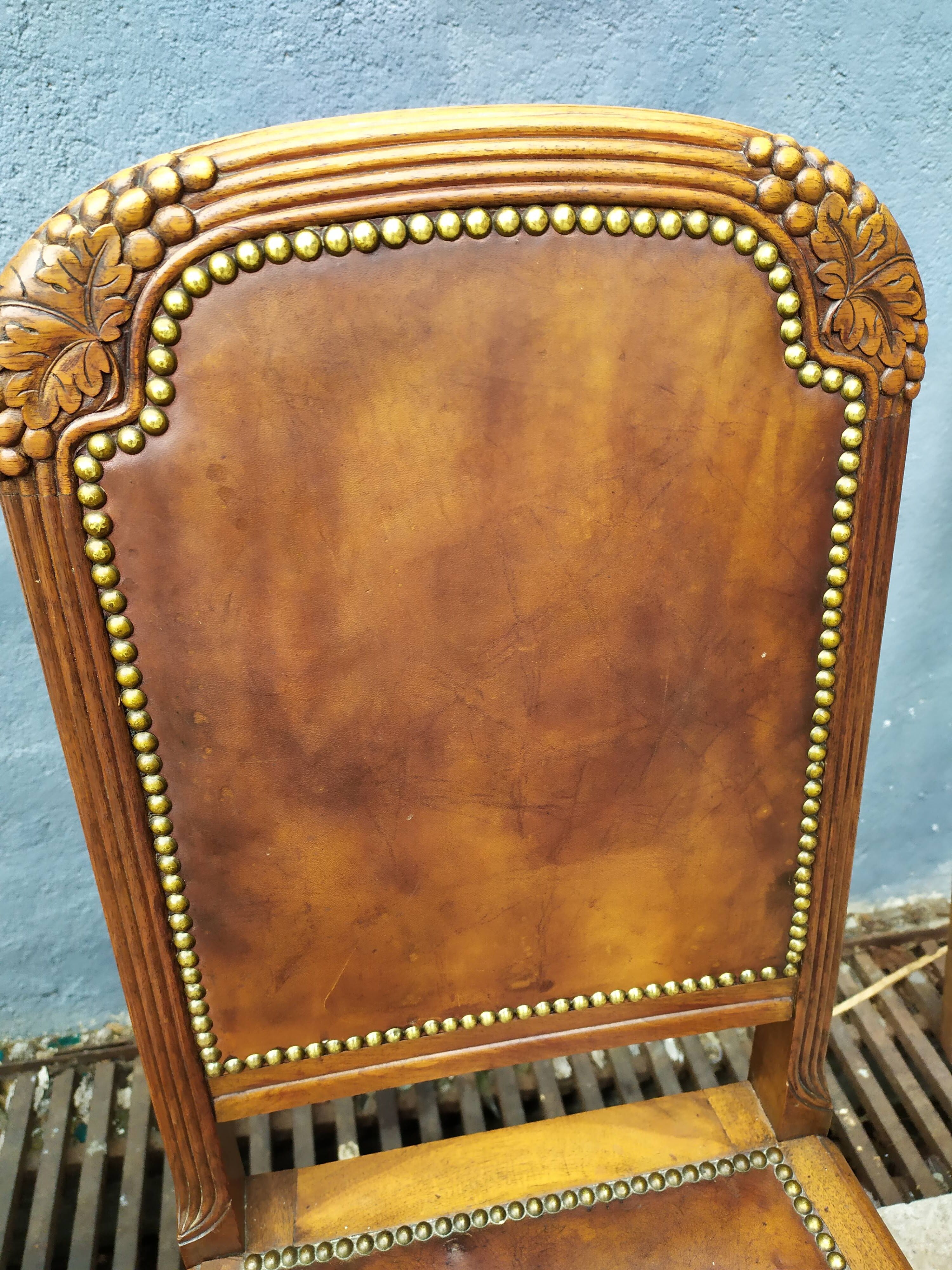 Series of 4 leather art deco chairs 1925