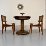 Ancienne table en bois de bistrot années 40/50 vintage finition laiton