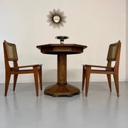 Ancienne table en bois de bistrot années 40/50 vintage finition laiton