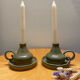 Pair of vintage glazed stoneware candle holders