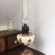 Oil lamp on old-footed Breton yellow copper foot