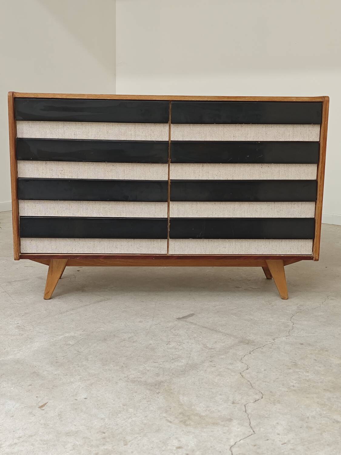 Wooden commode U 453 black and white by Jiri Jiroutek for Intérier Praha