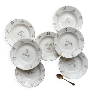 7 assiettes creuses porcelaine - motif