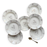 7 assiettes creuses porcelaine vintage digoin sarreguemines modèle raphael motif fleurs dorées