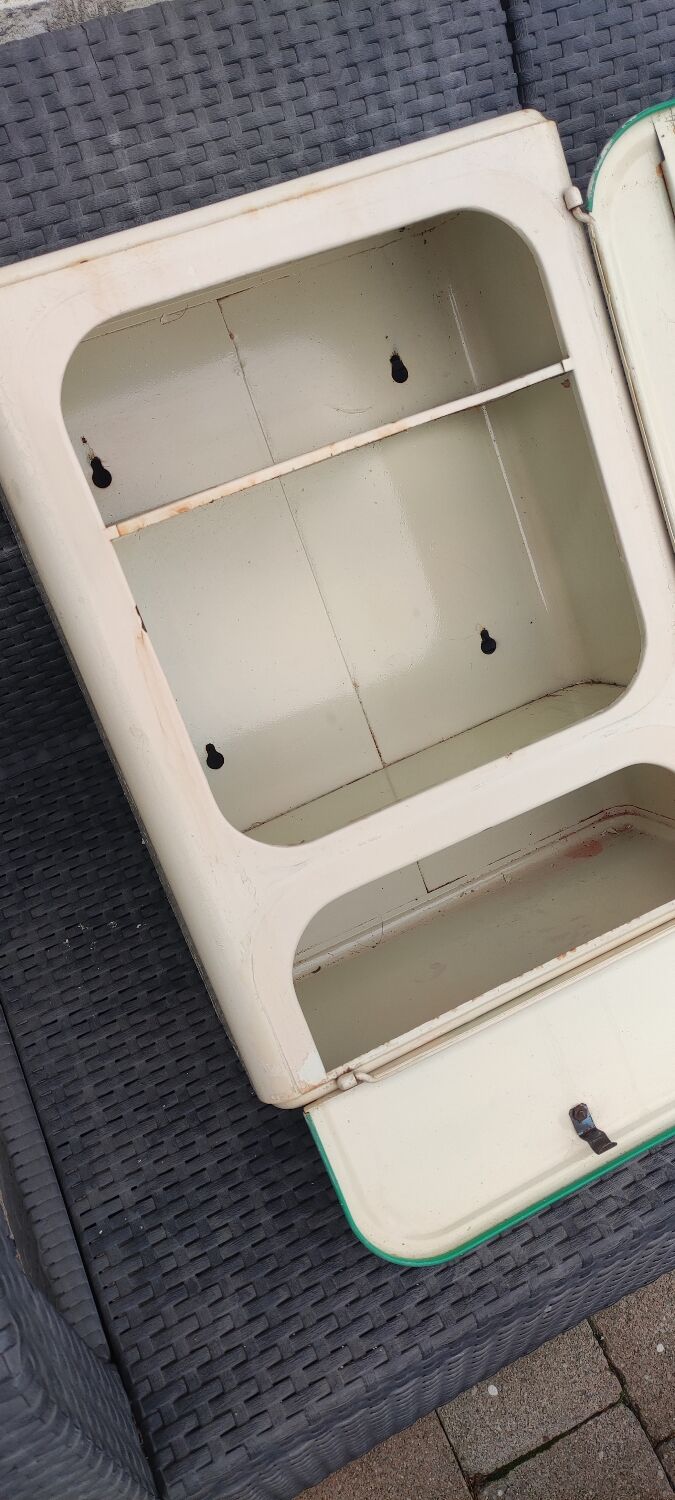 Vintage sheet metal medicine cabinet