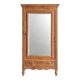 Antique walnut bonnetière with bevelled mirror.
