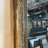 Fireplace mirror - varnished wood and gilded stucco with palmette decoration