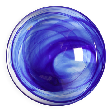 Grand bol en verre bleu Atoll par Anna Ehrner pour Kosta Boda / Suède / 1990