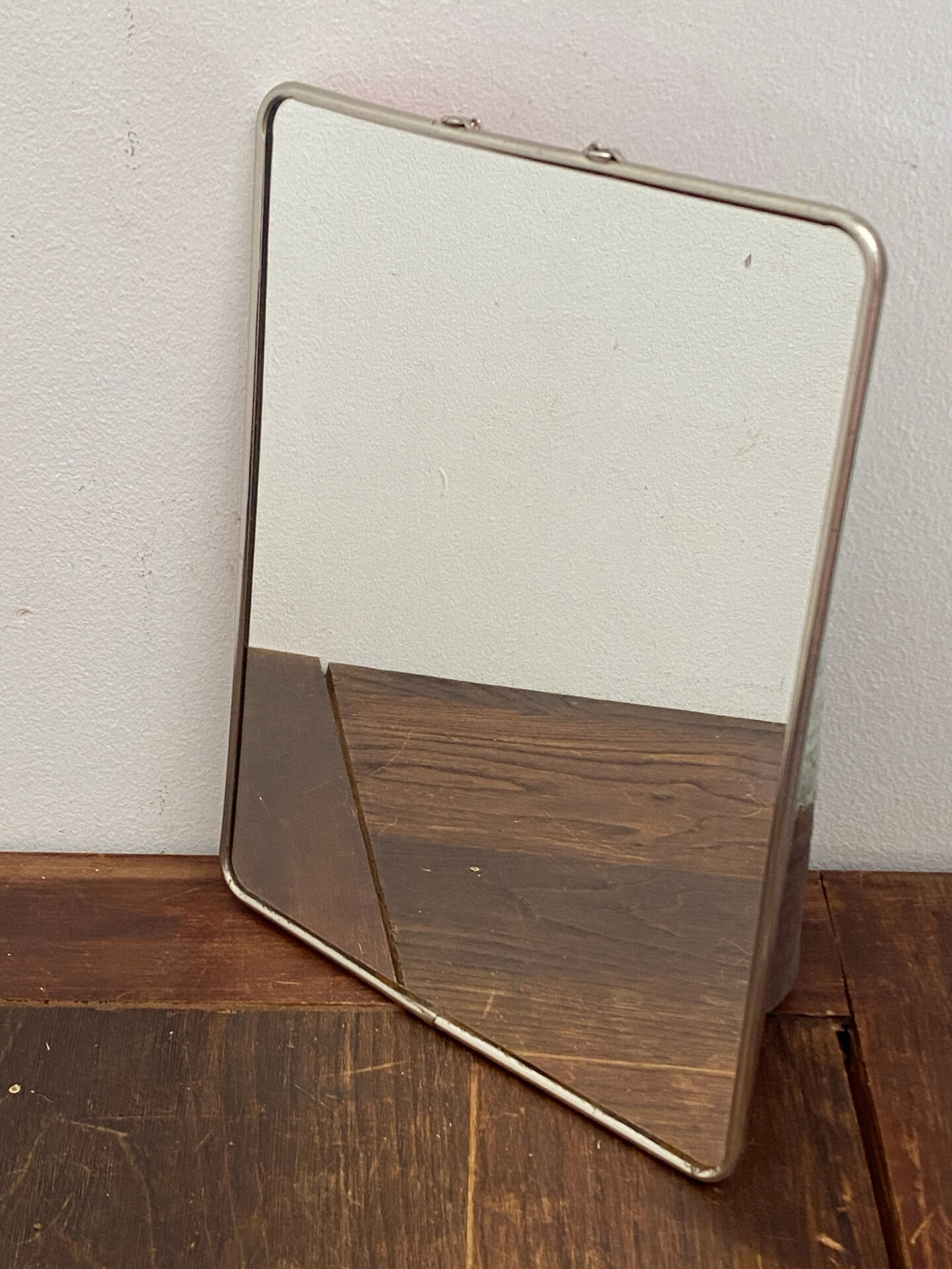 Silver-plated wall-mounted barber mirror